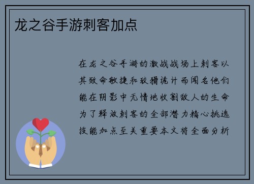 龙之谷手游刺客加点